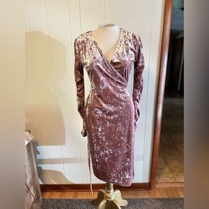 Pink Velour Wrap Dress